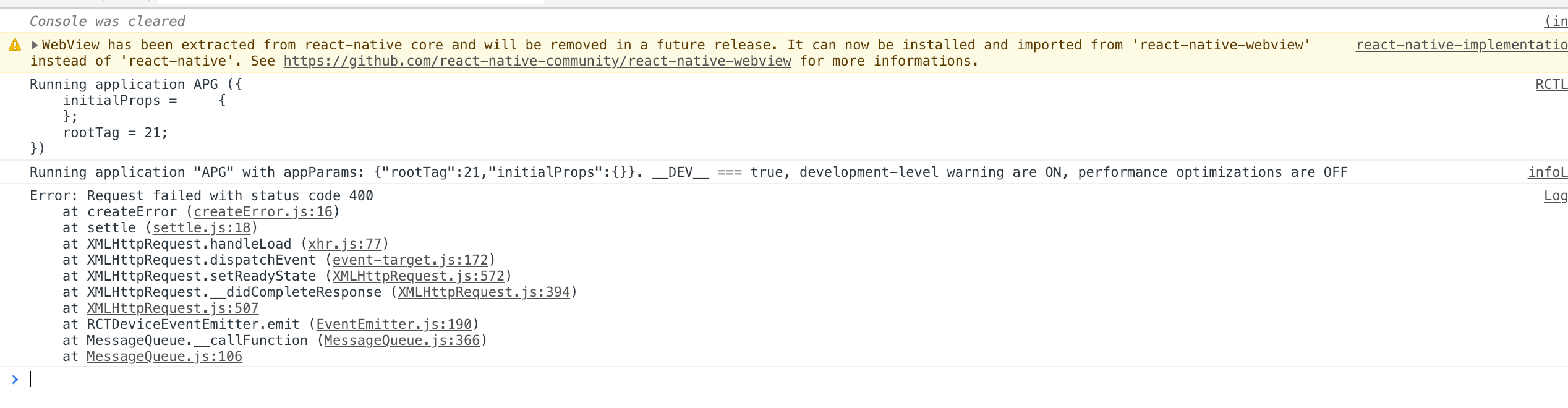 reactjs 400 Error while fetching from API using Axios in react native