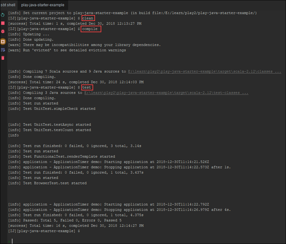 java how to run unit tests for a play framework application within
