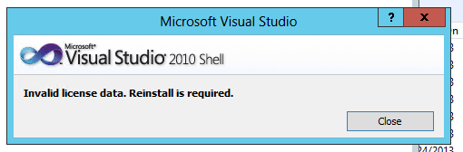 "Invalid License Data. Reinstall is required" error when installing