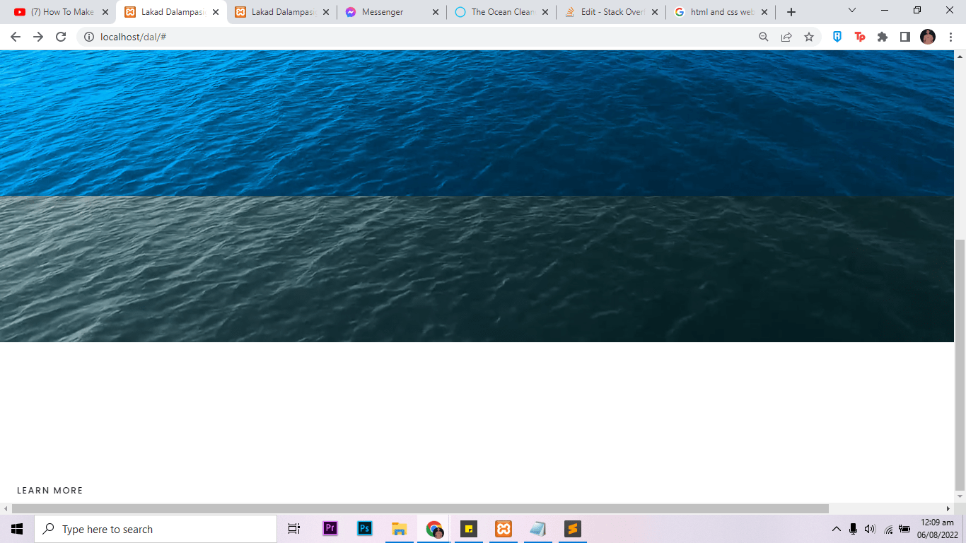 How to add a page/container below a video background in html css