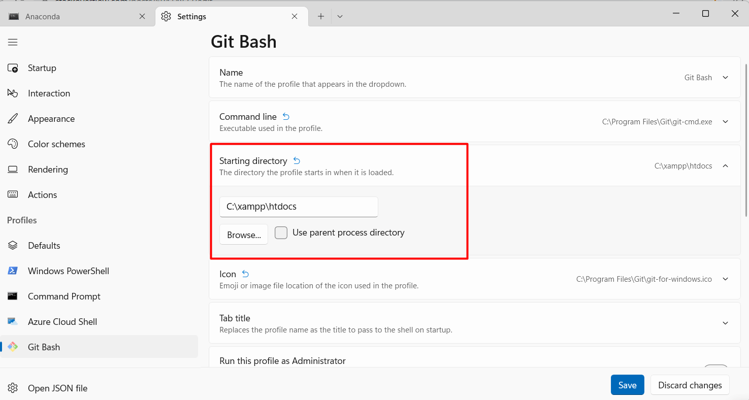 Git Bash in Windows Terminal is opening in a separate window Stack
