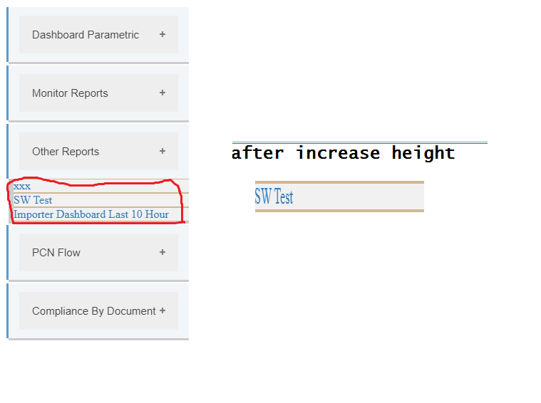 javascript How to increase height of subcategories Item on side menu