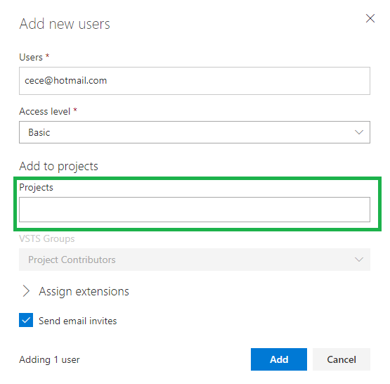 azure devops How to add an external account to have permissions to a