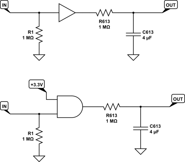 capacitor RC circuit with equivalent up and down delay times