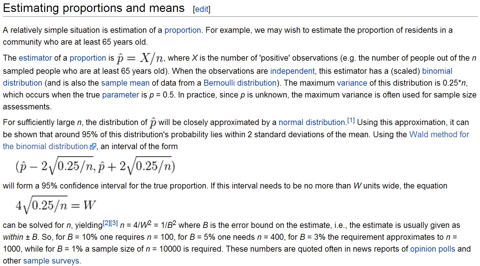distributions Minimum Sample Size Required to Estimate the