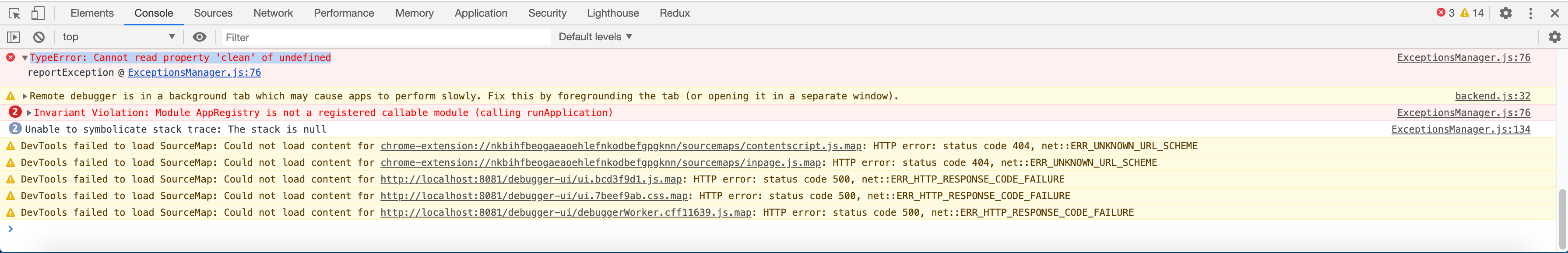 android React Native TypeError Cannot read property 'clean' of