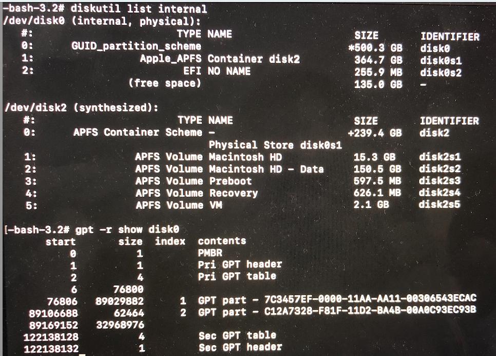 macos Mac EFI partition in wrong place (disk0s2 not disk0s1) Ask