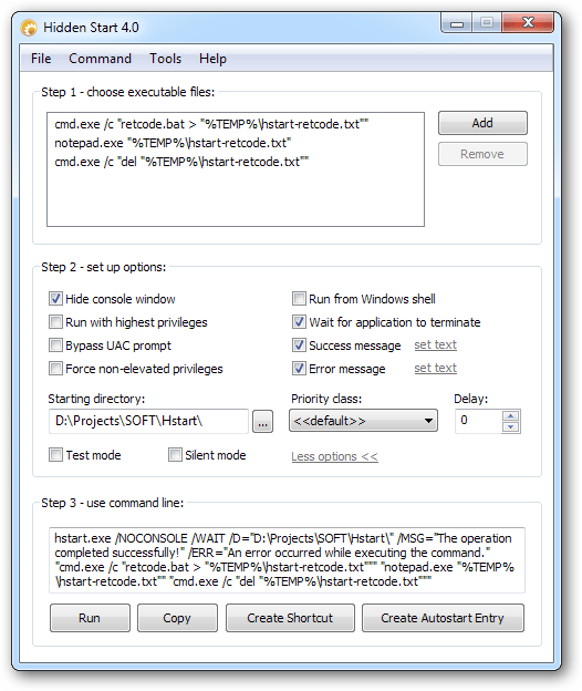 How to run a batch file without launching a window"? Super User