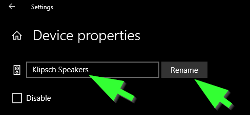 How can I rename a USB sound device (headphone) in Windows Sound