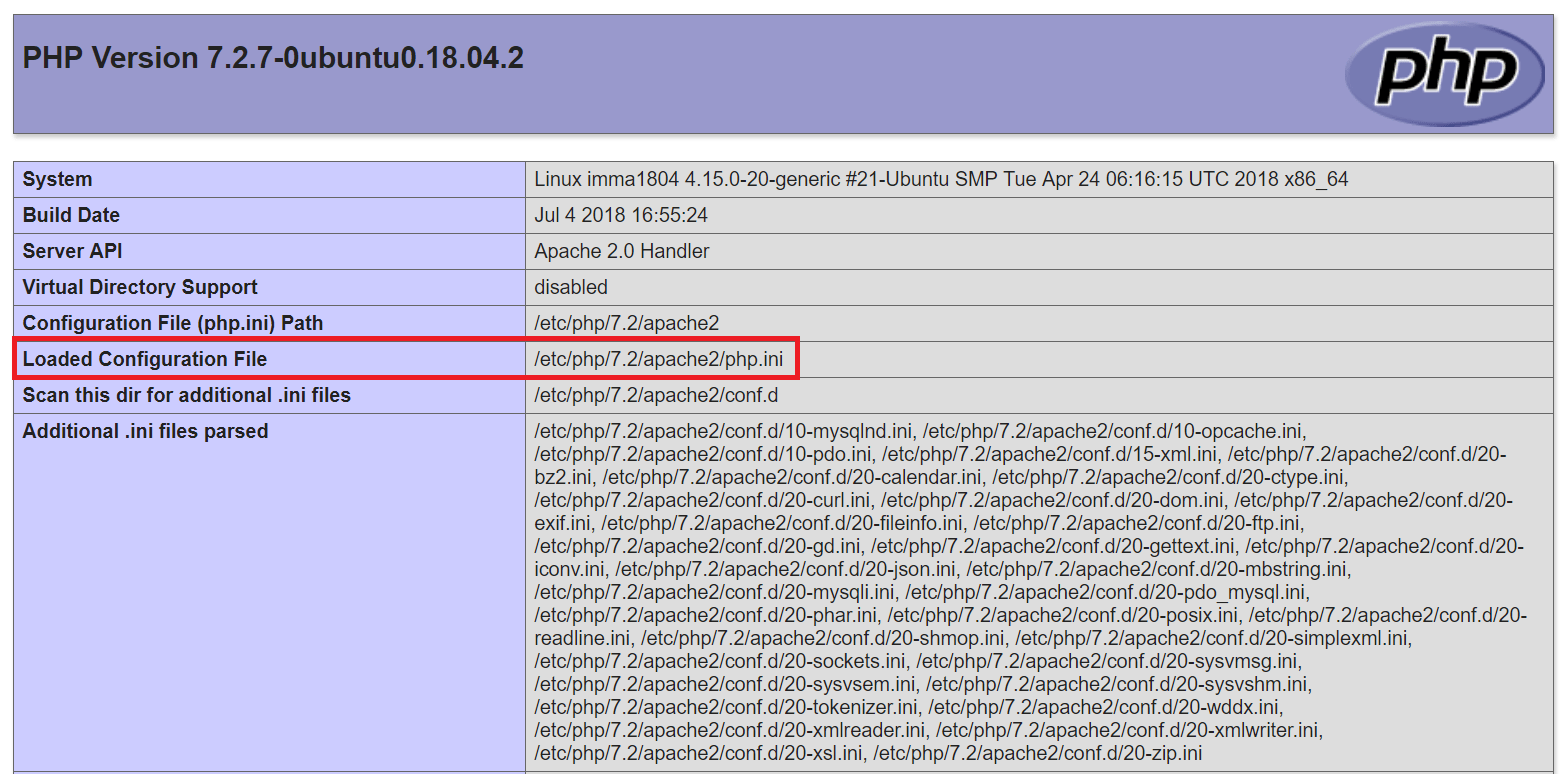 How do you find php.ini in ubuntu for phpv7.2 Ask Ubuntu