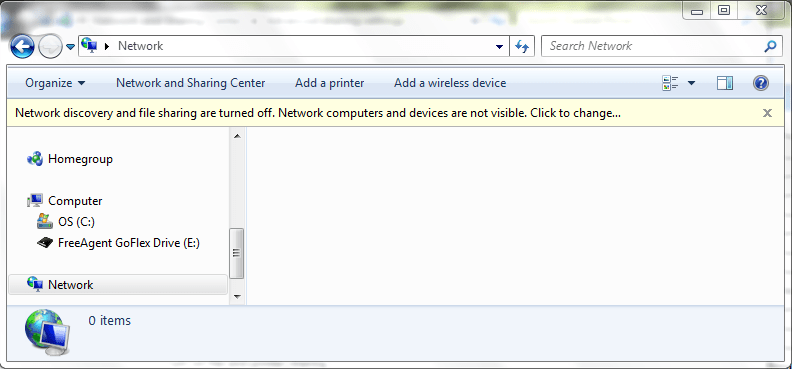 Cannot turn on Discovery and File Sharing" when Windows