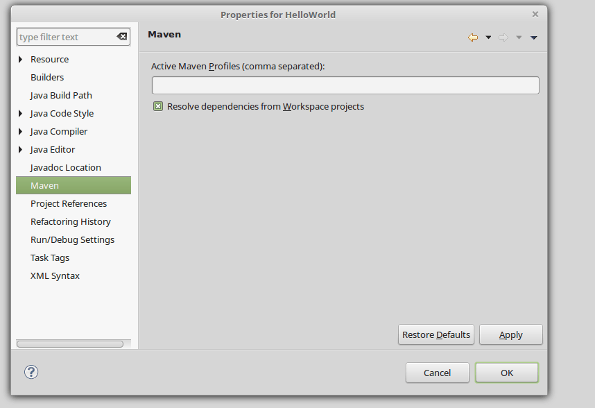 java No option to change project facet in Eclipse Maven project