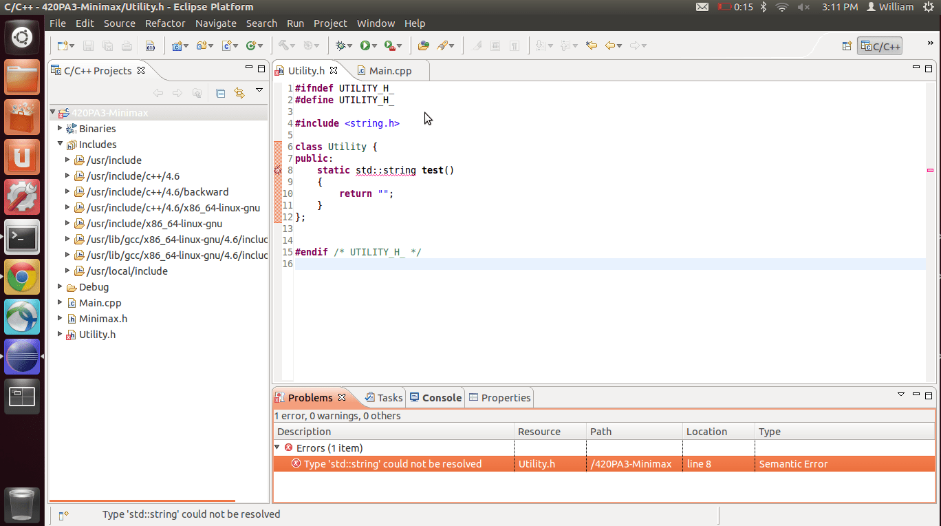 c++ Eclipse CDT Type stdstring could not be resolved Stack Overflow
