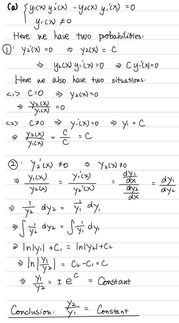 ordinary differential equations A proof of linear dependence