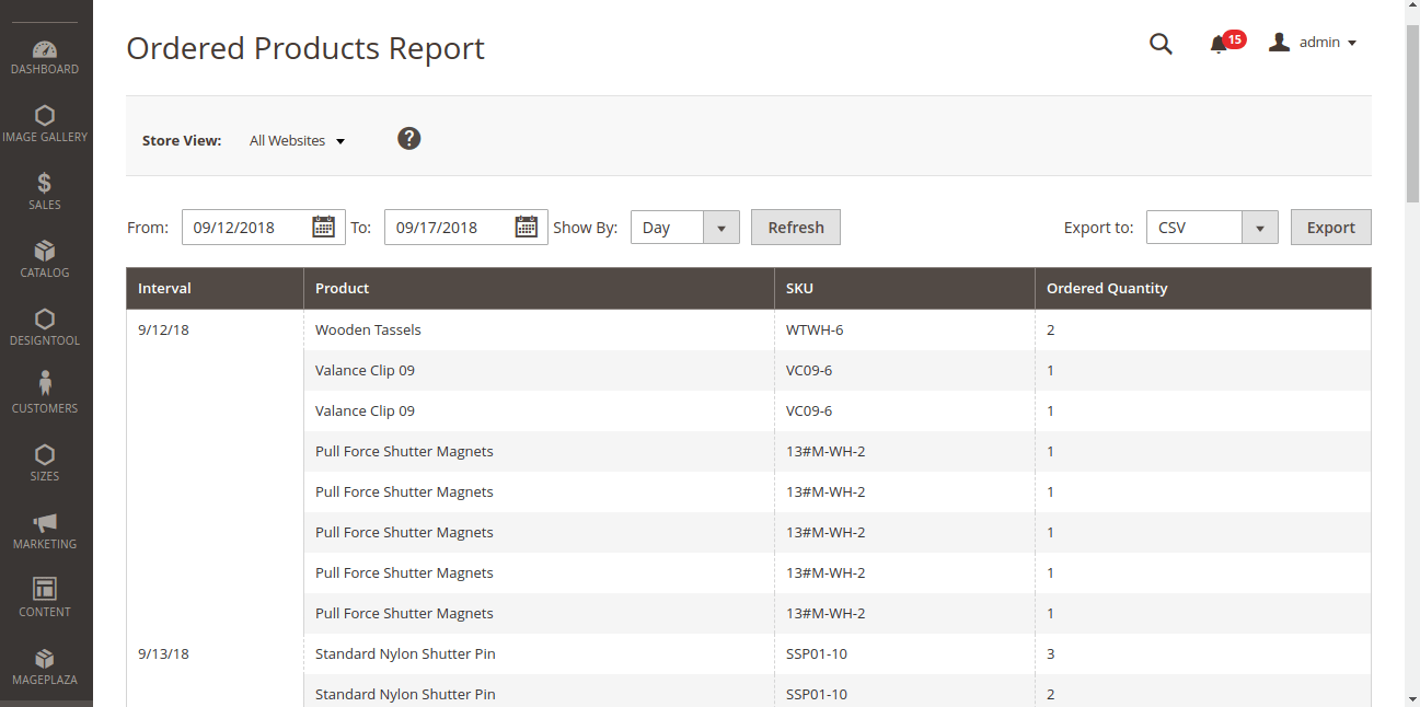 magento2.2 magento2 ordered product report showing blank while export