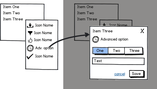 design patterns Handling space constrained interfaces with many meta