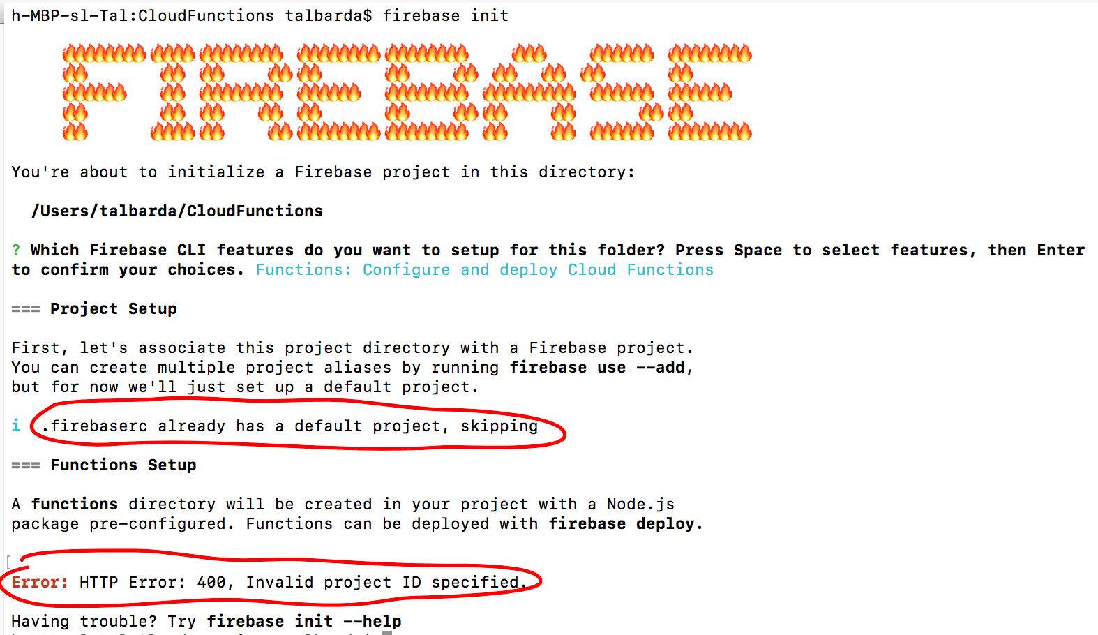 node.js Firebase CLI "Invalid project ID specified" Stack Overflow