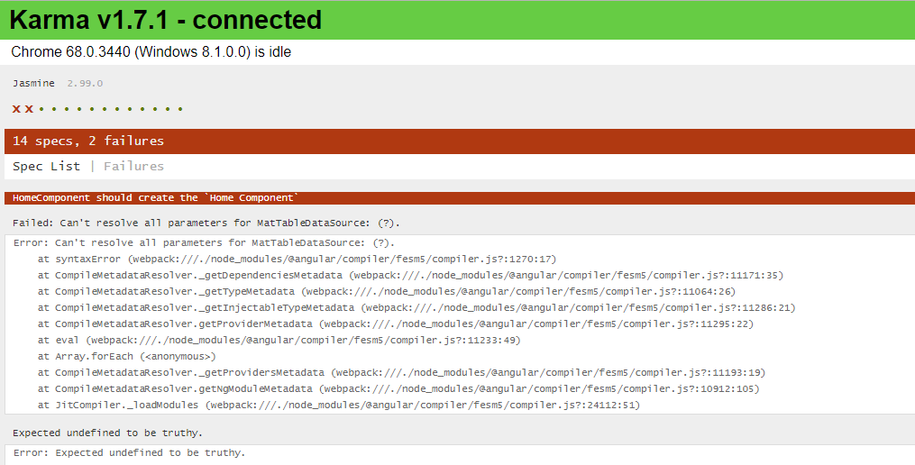 angular Failed Can't resolve all parameters for MatTableDataSource