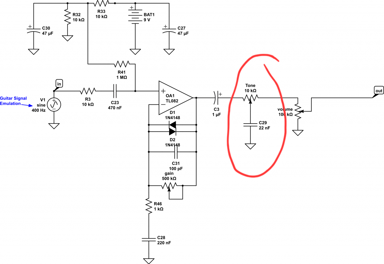 operational amplifier Difference between tone control circuits in a
