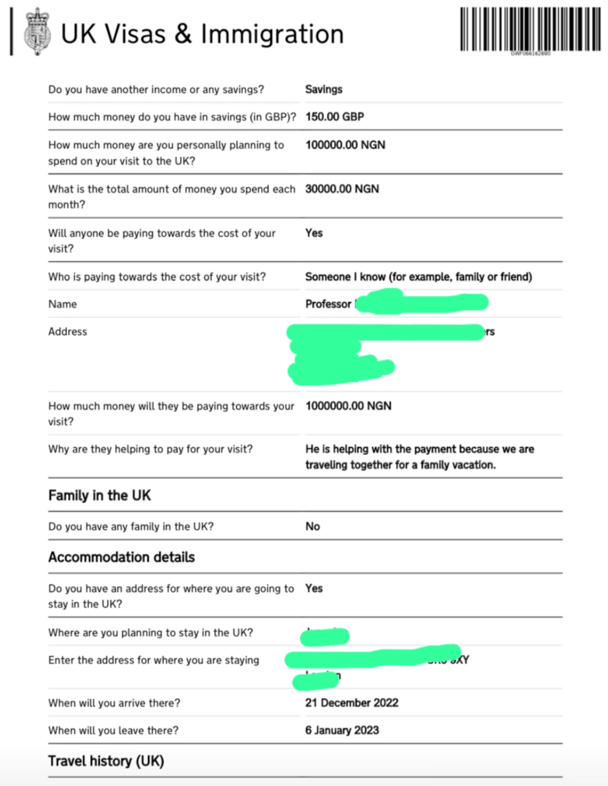 UK Standard Visitor Visa what is the total amount of money you spend