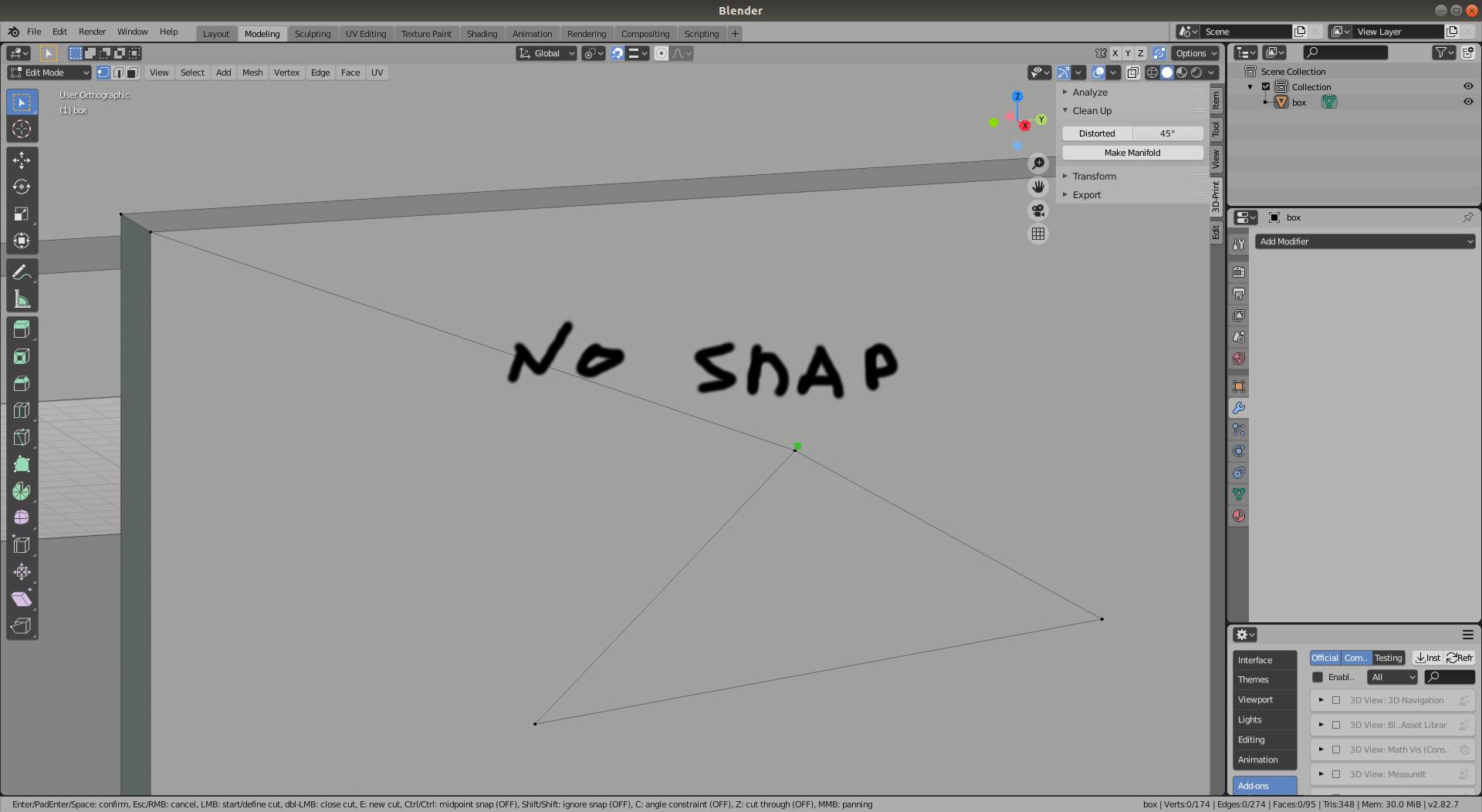 snapping Blender 2.8 snap, knife tool does not work properly