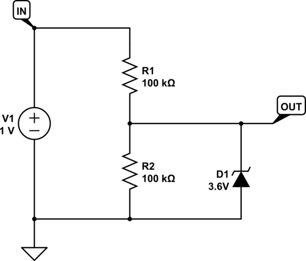 operational amplifier Voltage divider plus Zener protection on opamp