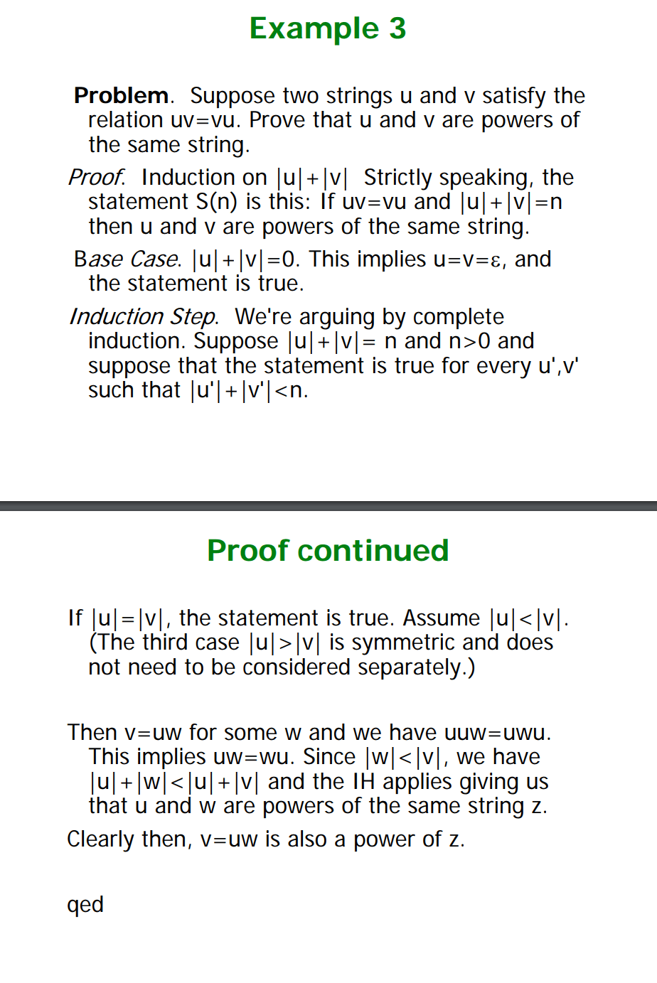 induction Clarification needed about a theorem on strings on an