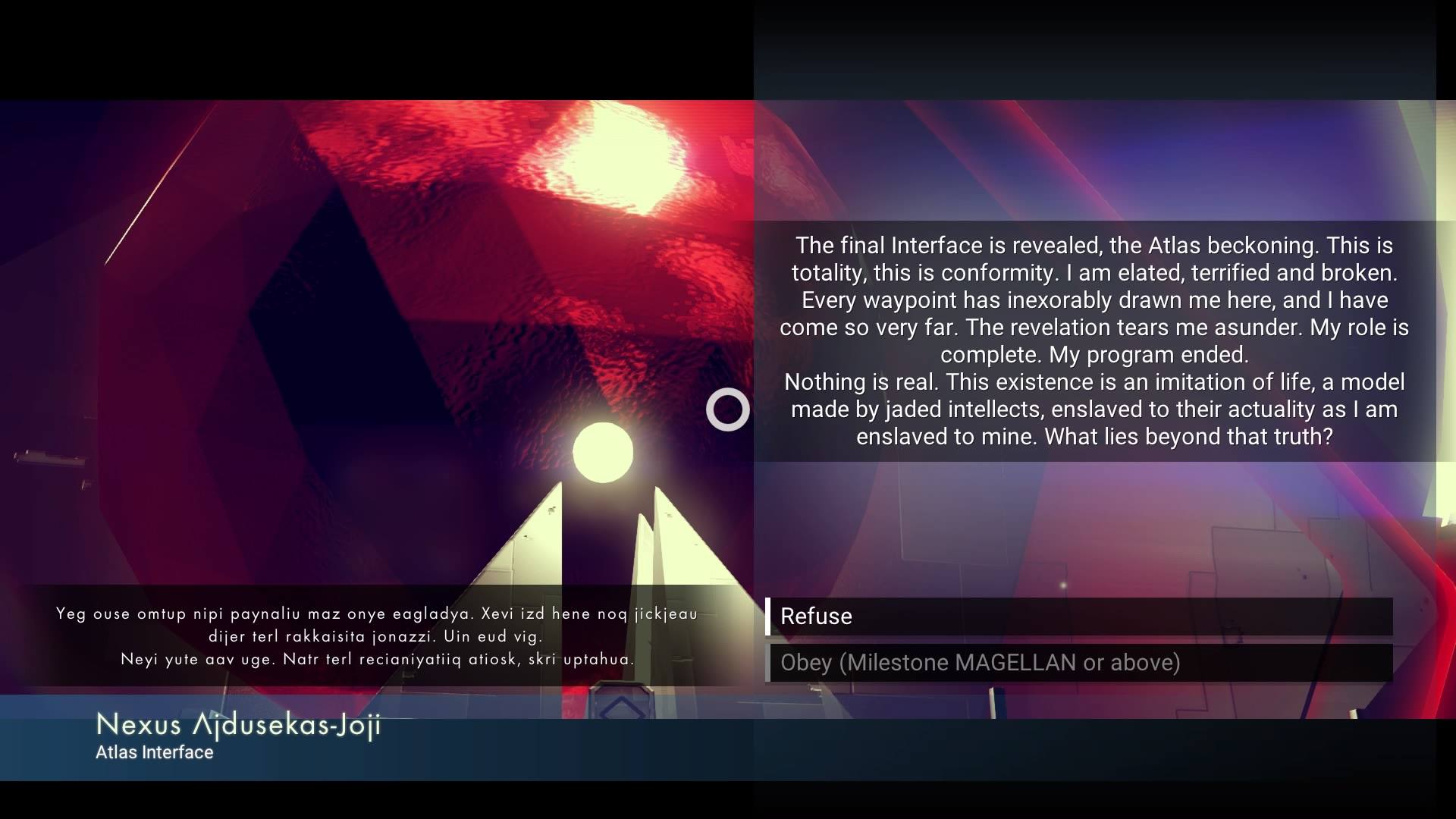 no mans sky Why is the Atlas Interface's "Obey" choice greyed out