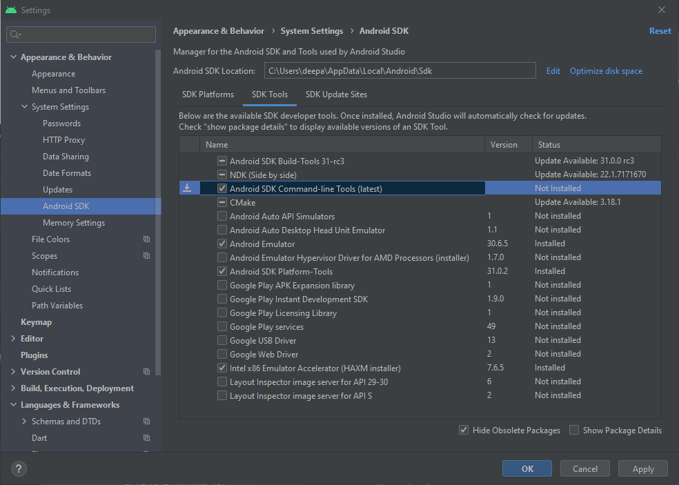 No Template Or File For New Android Studio Flutter Project