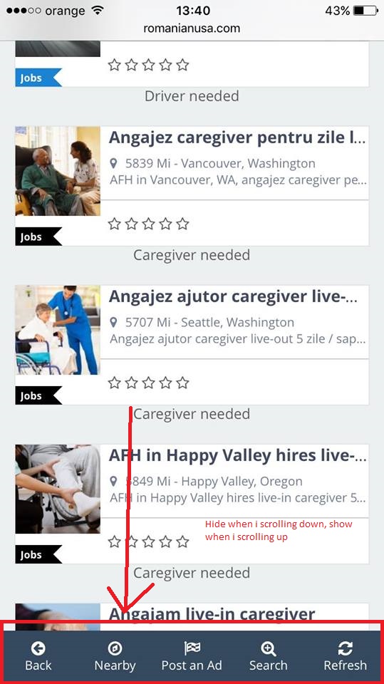 javascript How to show or hide a menu when I scroll down or up