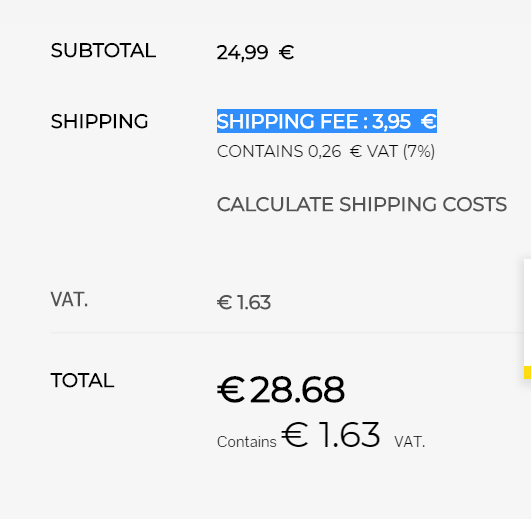 wordpress How to show Product Price + Shipping VAT in "Total" Merged