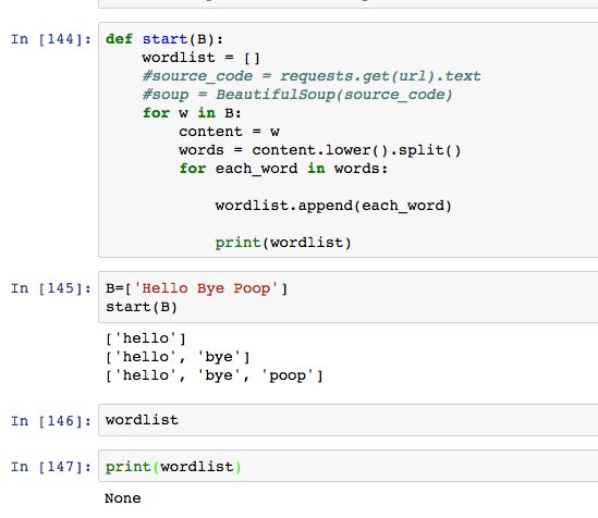 How do I call a list outside of a function in python? Stack Overflow