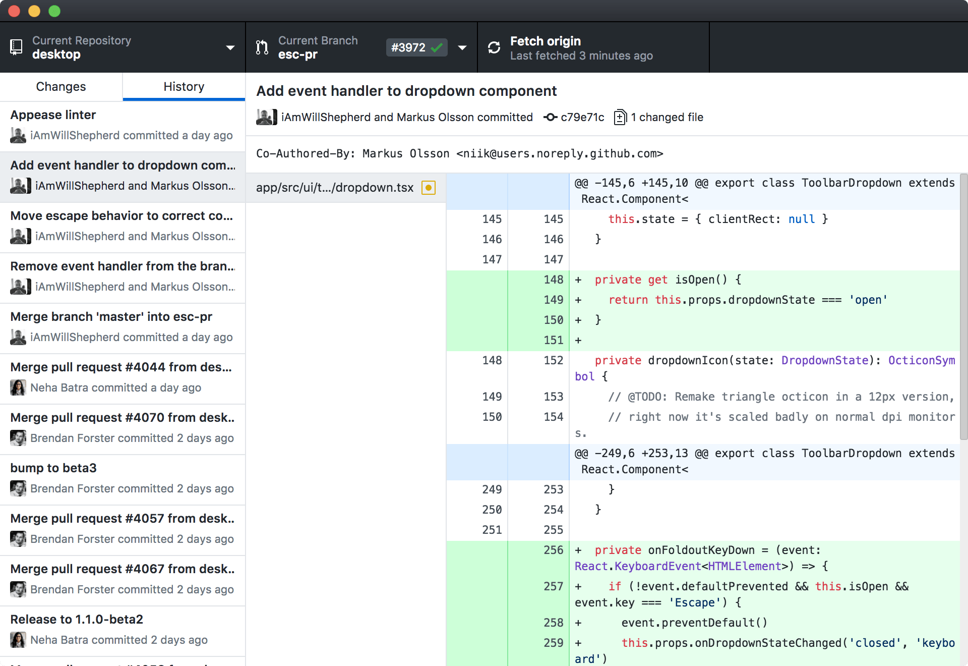 git How do I refresh the remote branch list on Github Desktop