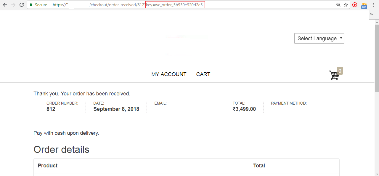 php Show an error if the order key is changed manually in URL on