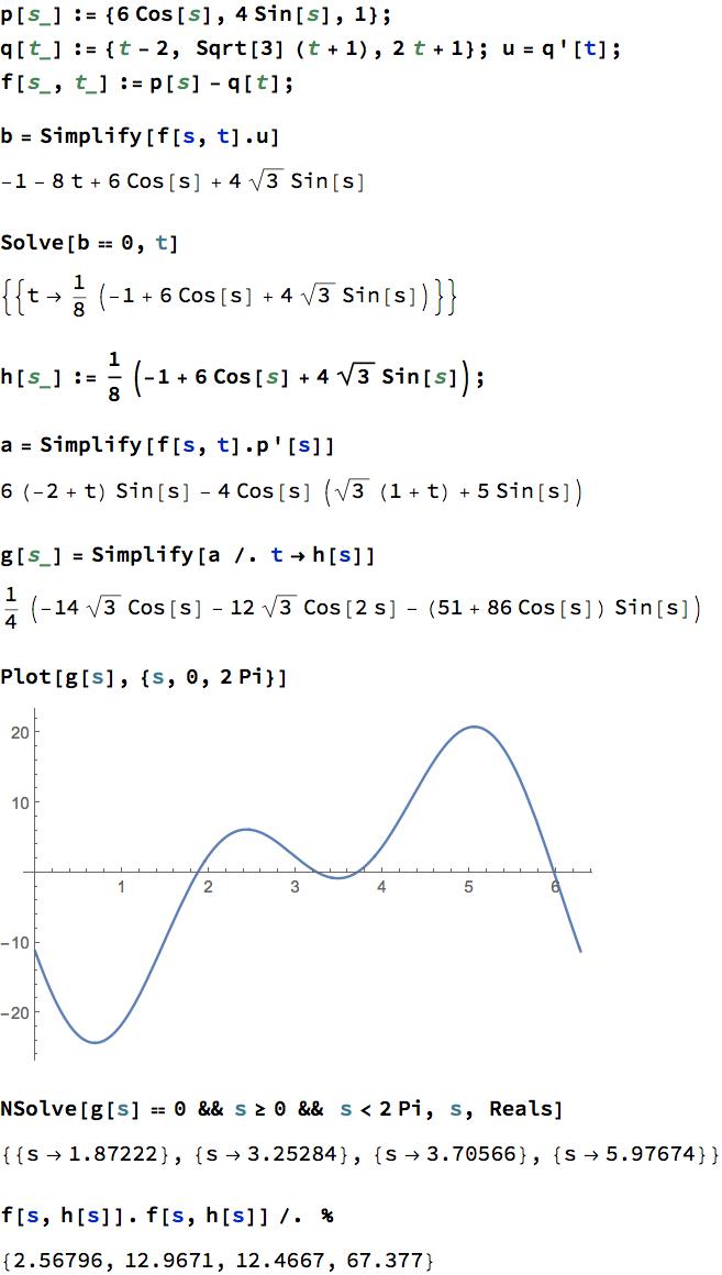 To find minimum distance between two curves