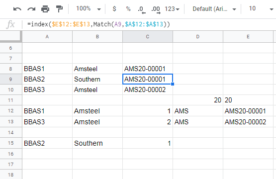 google sheets Why is my INDEX/MATCH function returning a wrong value