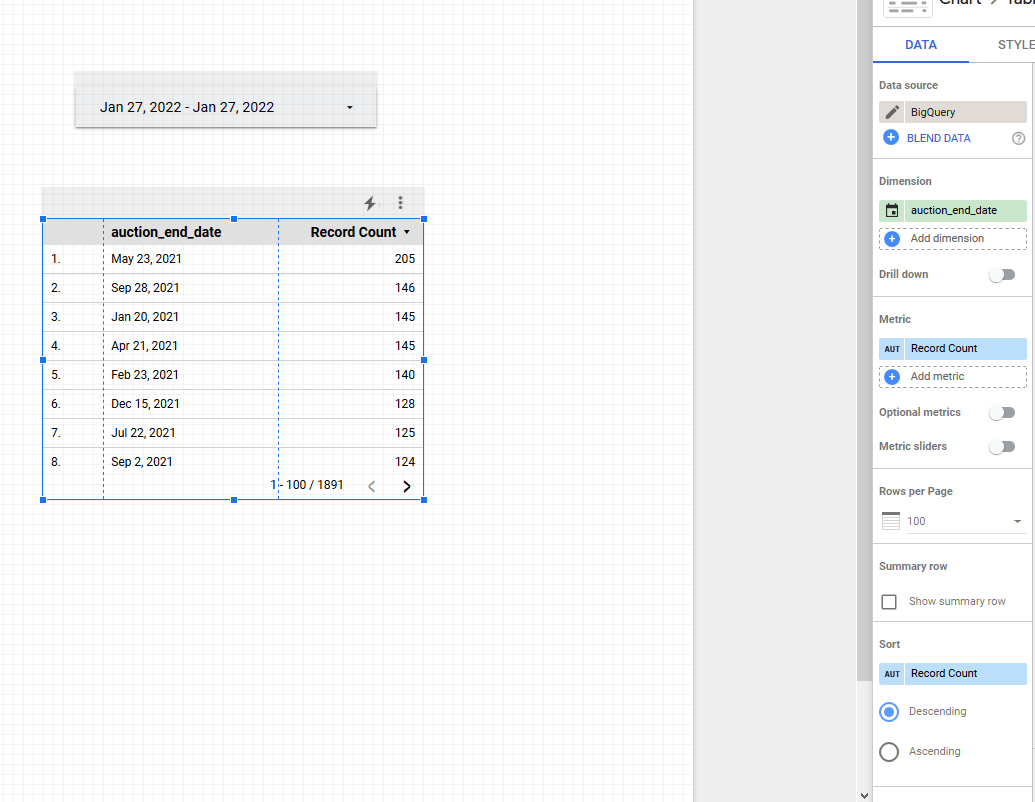 looker studio Filtering table with date range controller Stack Overflow