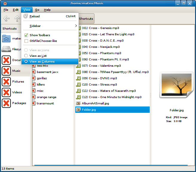 kubuntu Dolphin KDE like column design for Nautilus or an alternative