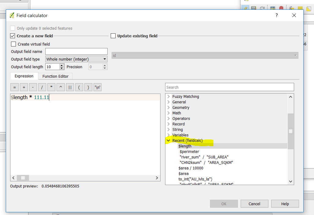 Can I access recent formula in qgis field calculator? Geographic Information Systems Stack