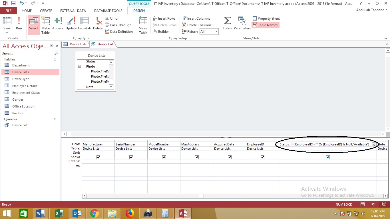 ms access Adding IF Conditional statement inside the query Stack