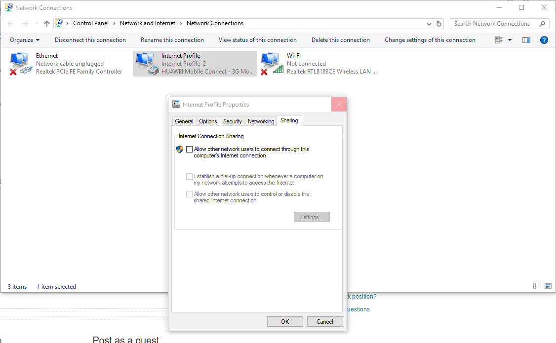 windows How to open Network Connections profiles as admin.Login as