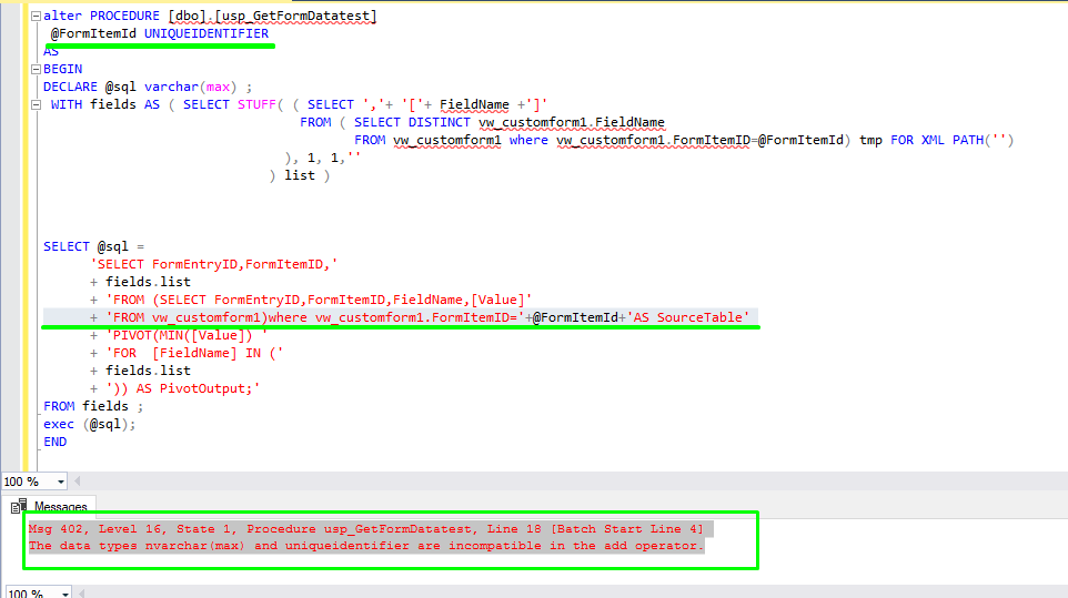 sql server 2016 how to resolve The data types nvarchar(max) and