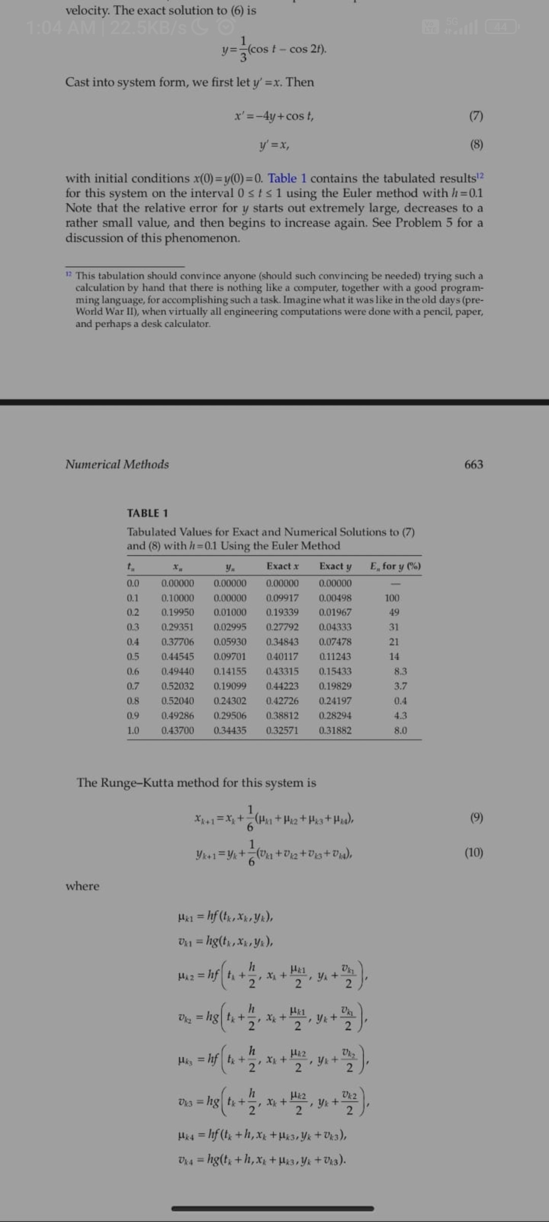 In the normal runge kutta method the method is different and for