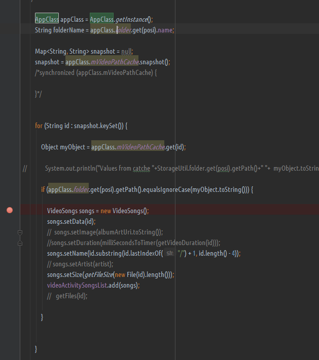android when i'm recalling saved videos from cache memory, app going