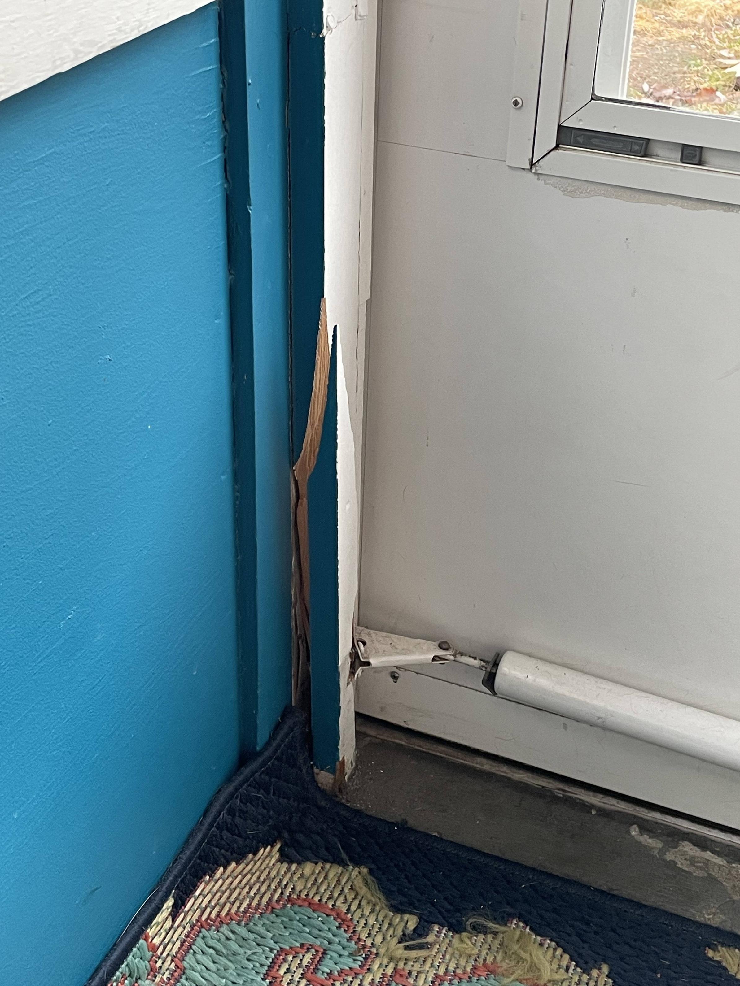 damage How to fix damaged door frame Home Improvement Stack Exchange