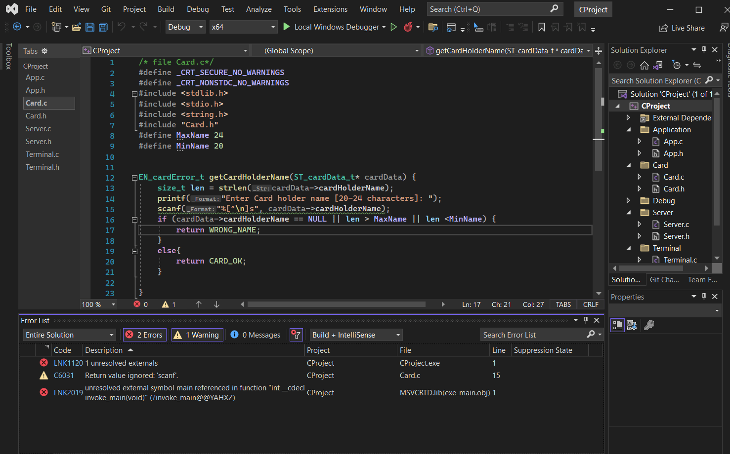 function .C isn't running in my multiple files project Stack Overflow