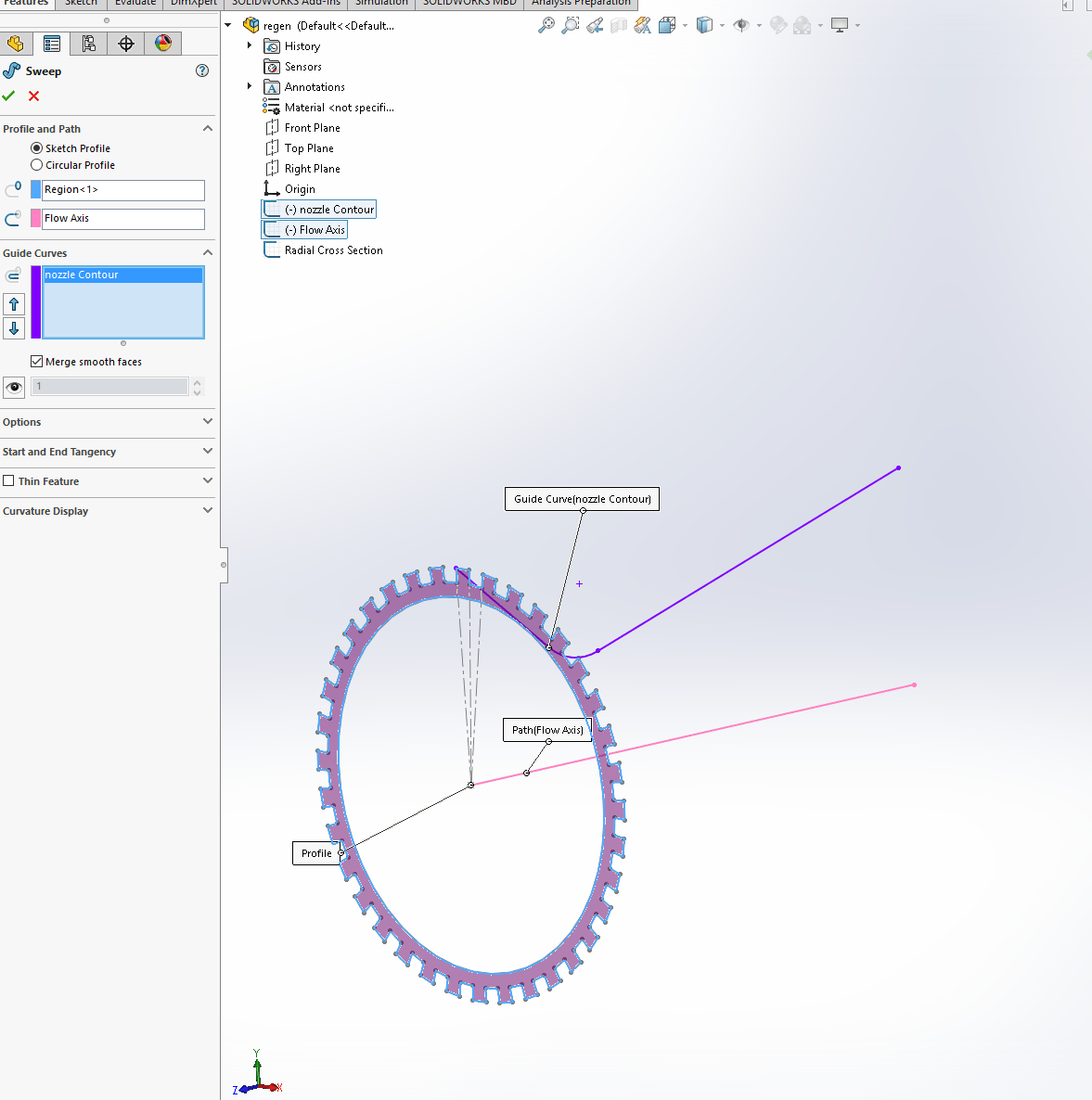 Sweep with guide curve in SolidWorks Engineering Stack Exchange