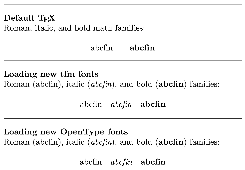 xetex Ligatures are not used in OpenType maths families? TeX