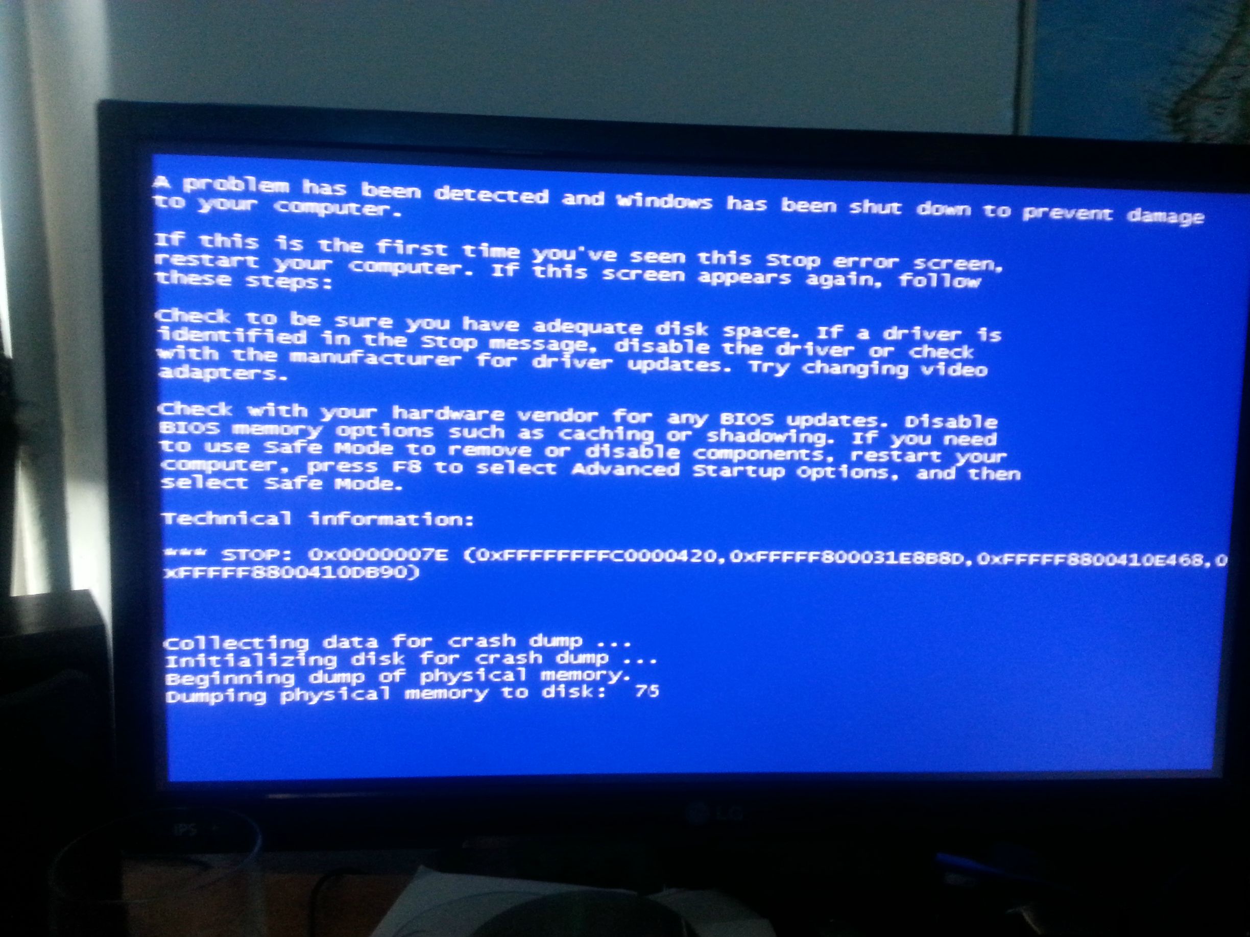 I get "STOP 0x0000007E" BSOD every time I start windows Super User