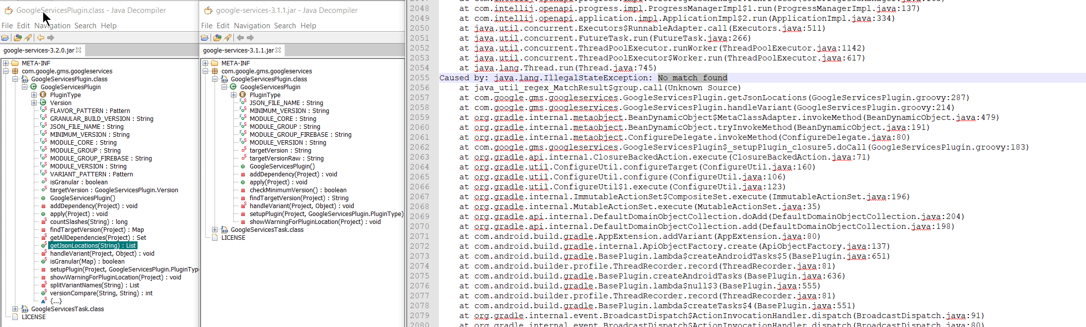 android Gradle build fails with Google Service Plugin 3.2.0 Stack